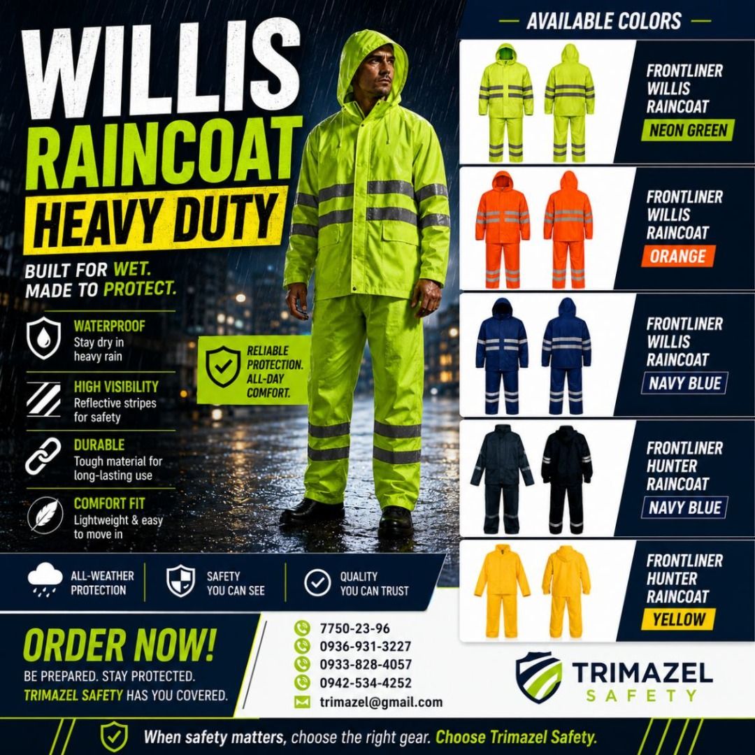 WILLIS RAIN COAT (Category: Looking For) located in Pasig City. Submitted by cruzmia.825 (Listing ID 1469592958, Image 1). Description: ✅ Guaranteed lowest price ✅ Quality products ✅ Big discount for bulk orders ✅ 100% LEGIT TRUSTED SUPPLIER! ✅ With Complete Legal Documents ✅ BIR Registered We Supply All Kinds Of PPE Supplies, Raincoat, Hard Hat, Cooler Box, Plastic Trash Bin, Road Barriers, Kayak Boats, Crystal Kayak, Traffic Cone, T-Bollards & 