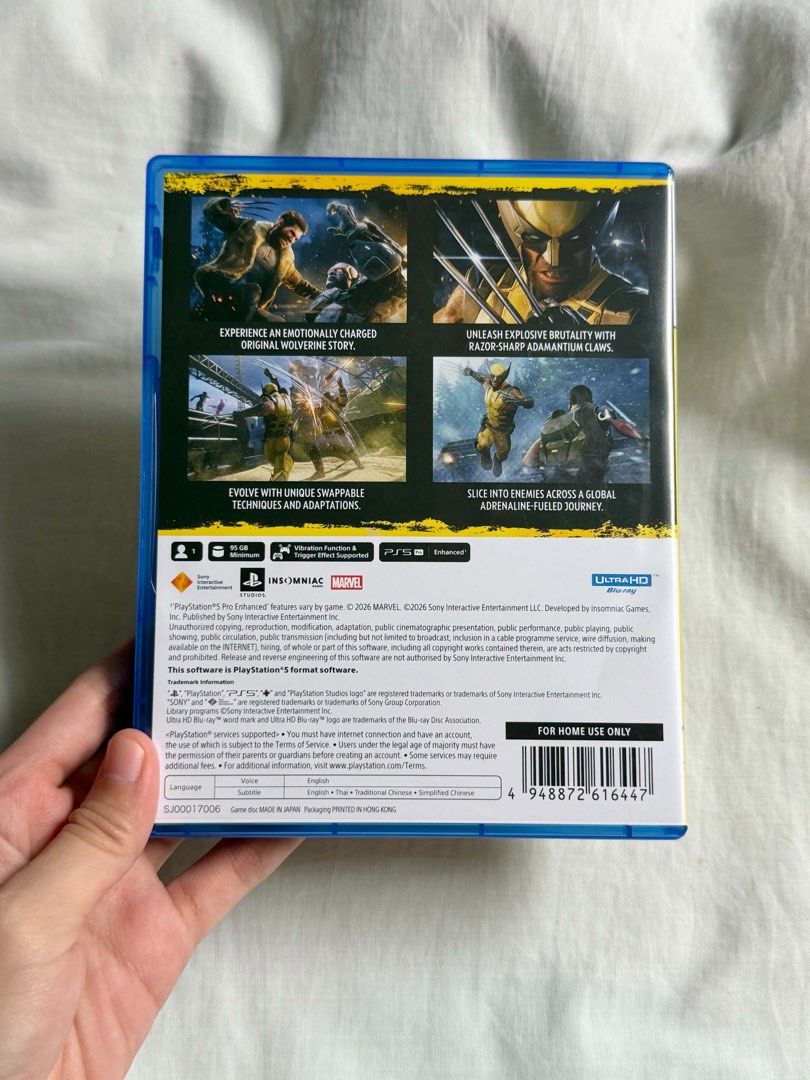 Wolverine PS5 game (Category: PlayStation) located in Manila. Submitted by tankaholic (Listing ID 1469646576, Image 3). Description: MARVEL’S WOLVERINE – PS5 GAME Clean disc, well-maintained, and ready to play! Honest issue: Minor indentation/deformation on the outer plastic case, as shown in the photos. Cosmetic issue only. Location: Brixton Place, Kapitolyo, Pasig City Delivery: Available through apps like Lalamove, Move it & Joyride. Buyer wil