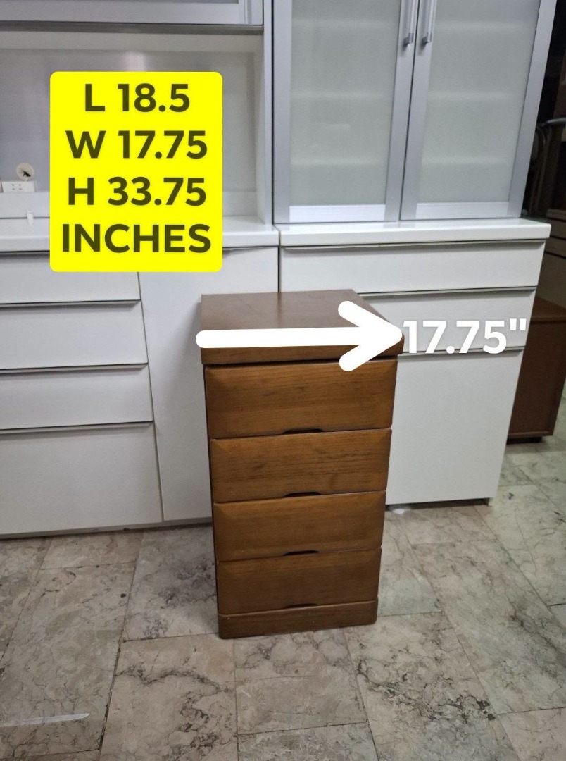Wooden 4-drawer narrow storage cabinet, Furniture & Home Living ...