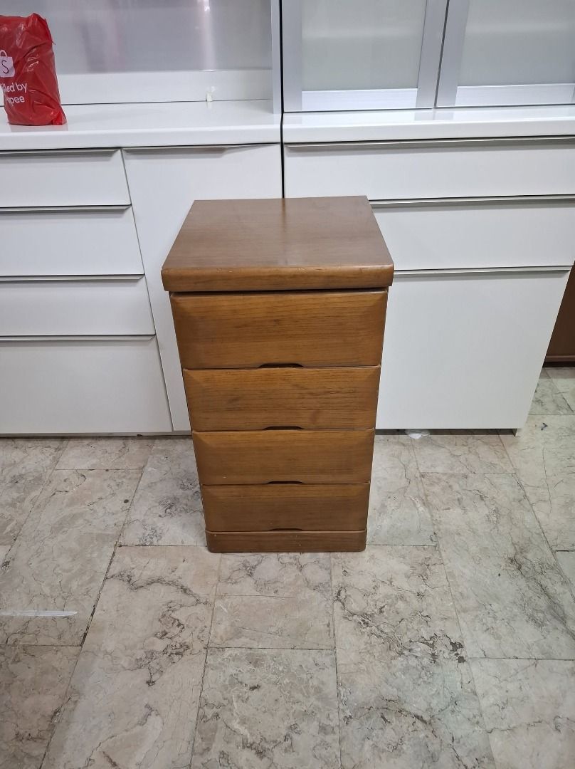 Wooden 4-drawer narrow storage cabinet, Furniture & Home Living ...