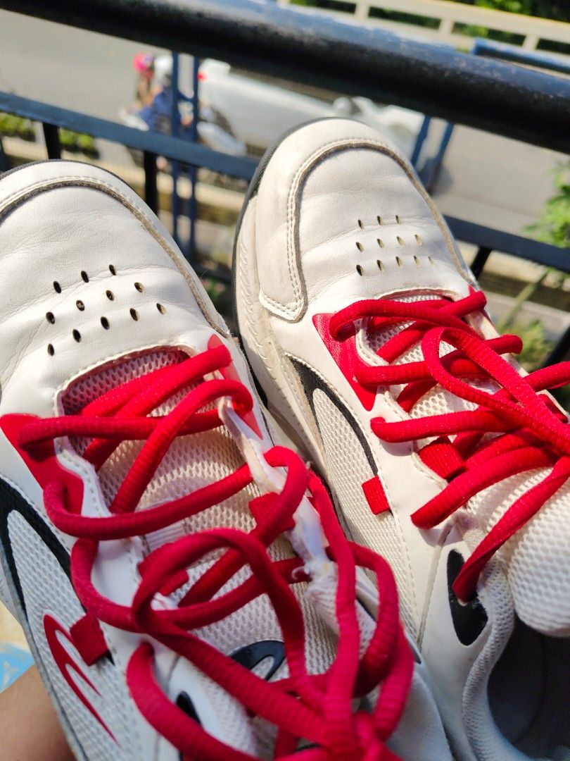 World Balance White And Red Sneakers (Category: Sneakers) located in Quezon City. Submitted by zs.onlinehub (Listing ID 1469621081, Image 2). Description: - Color: White with bold red laces and grey accents - Material: Mesh upper with synthetic leather overlays - Outsole: Wavy black outsole with great traction - Condition: Soles show minimal wear, very clean bottom treads - Features: Comfortable padding around collar and tongue - Best for: Everyd