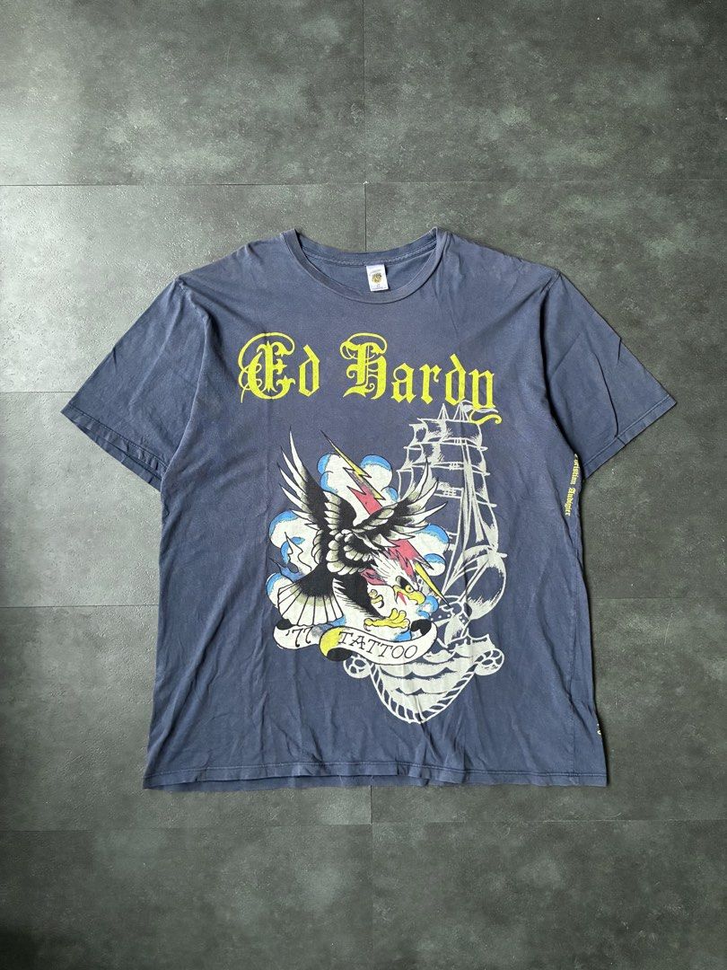 Y2k 2000s Ed Hardy Tee Shirt Eagle Tattoo (Category: Tshirts & Polo Shirts ) located in Cabuyao City. Submitted by hesovint. (Listing ID 1469686053, Image 1). Description: IG: heso.vint Flaw: signs of use Fits: XL width: 24 length: 30 sleeve (pit to cuff): unit: inches +sf.