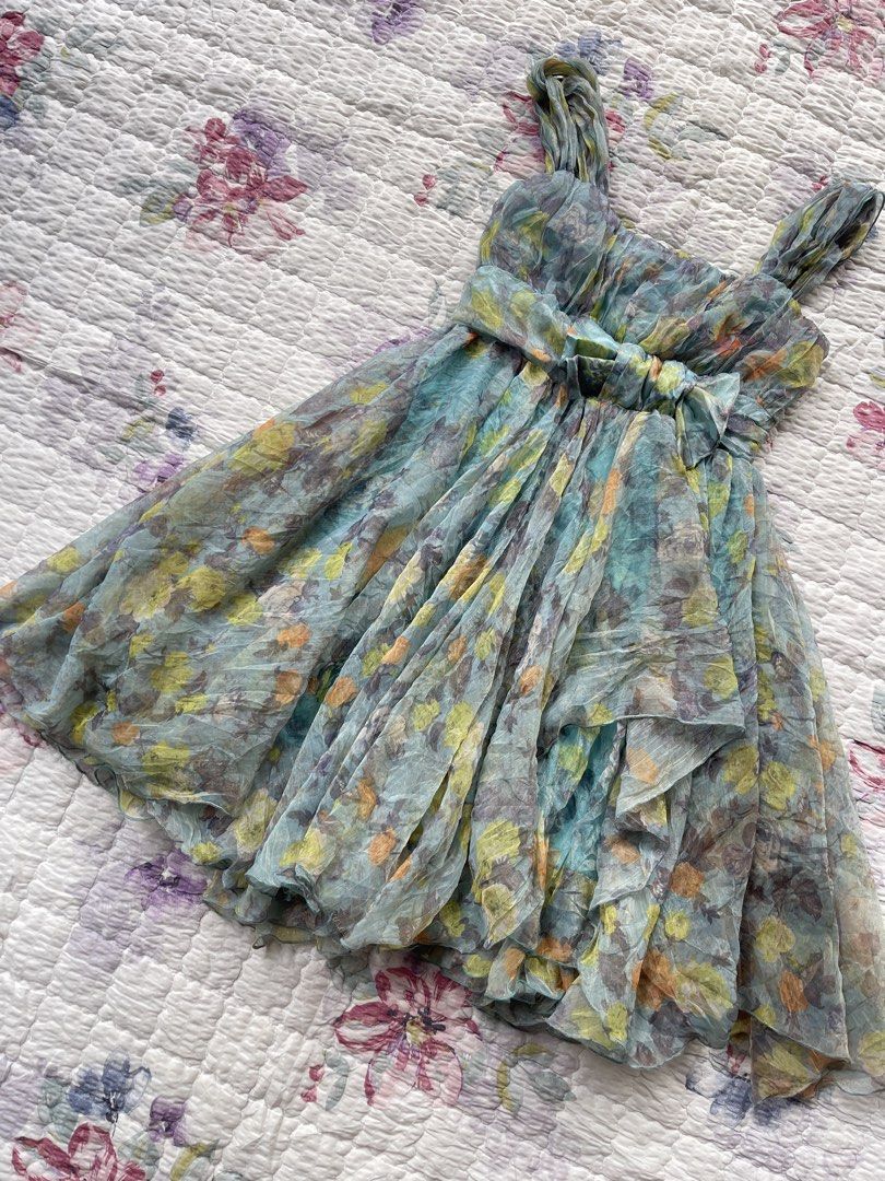 Y2K Aqua Chiffon Sundress (Category: Dresses) located in Pagadian. Submitted by thrift.wrld (Listing ID 1469670640, Image 3). Description: ✨💐Y2K Aqua Chiffon Sundress 💐✨ 🧷Size: Small 🧷Length: 26 🧷Bust: 14 🧷Condition: Excellent 🧷Color rate: 10 .