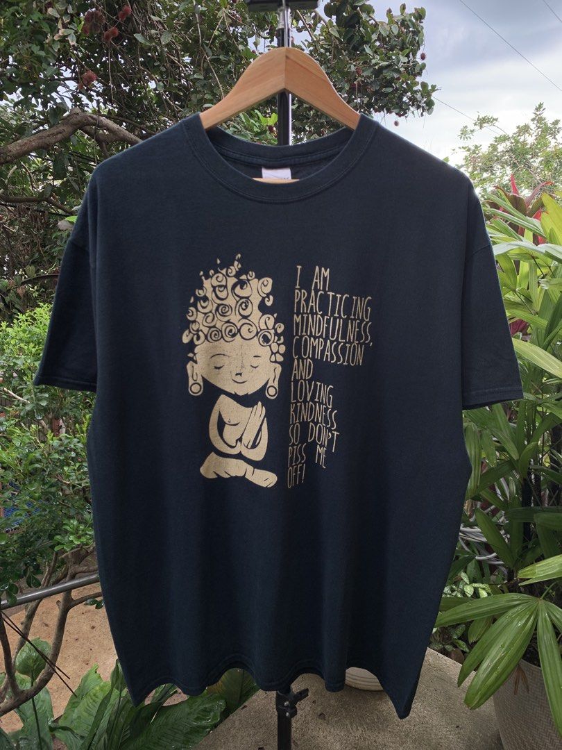Y2K Don't piss me off parody statement tee (Category: Tshirts & Polo Shirts ) located in Cagayan de Oro. Submitted by premium_thrifts (Listing ID 1469586321, Image 2). Description: Black colorway. Good condition. Double stitch on both sleeves and hem Fits XL L29" x W23.5" 22" (shoulder to shoulder) 7" (sleeve length) Issue: signs of fades, crackprint, and small tear on the left armpit Add shipping fee (via JRS or J&T).