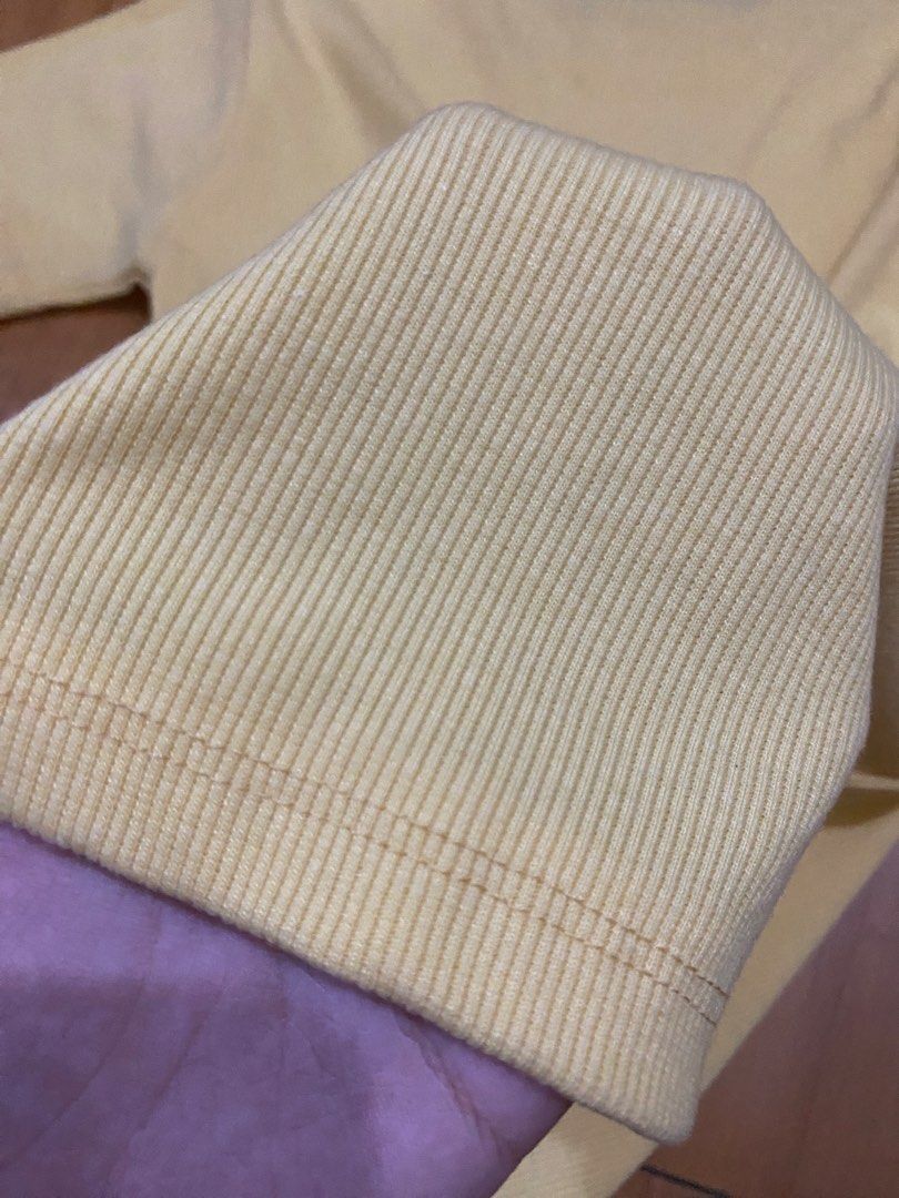 YELLOW PLAIN SHIRT | small to medium (Category: Shirts) located in Marikina City. Submitted by ctgccc (Listing ID 1469691690, Image 3). Description: SIZE: small to medium (stretchy) COLOR: pastel yellow (brighter in person) FIT: slightly fit REAL COTTON.