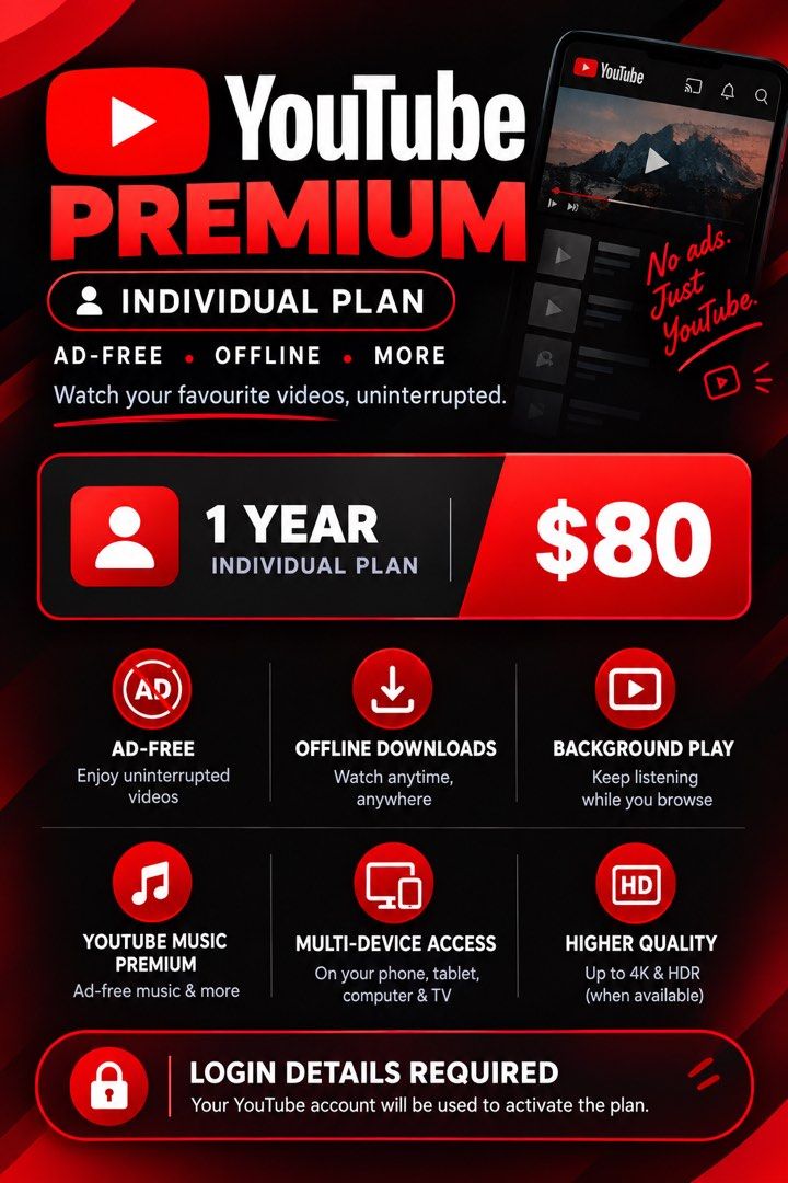 Computer Gadgets Individually Youtube Premium Individual Plan, Computers & Tech, Parts & Accessories ...