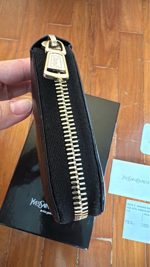 Yves Saint Laurent Black Leather Zip Around Wallet, Luxury, Bags ...