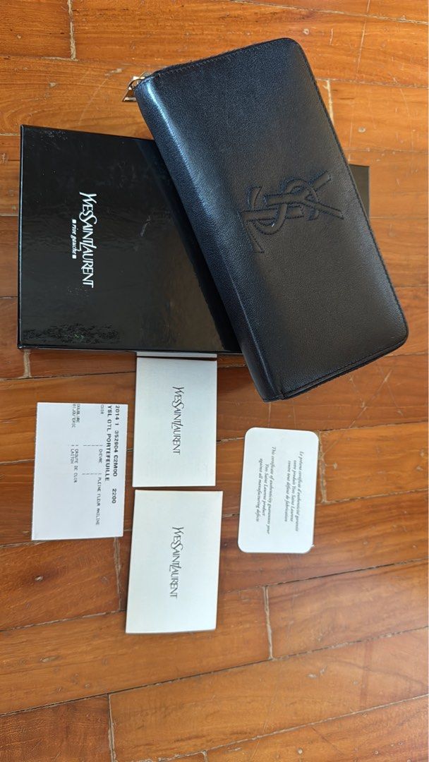 Yves Saint Laurent Black Leather Zip Around Wallet, Luxury, Bags ...