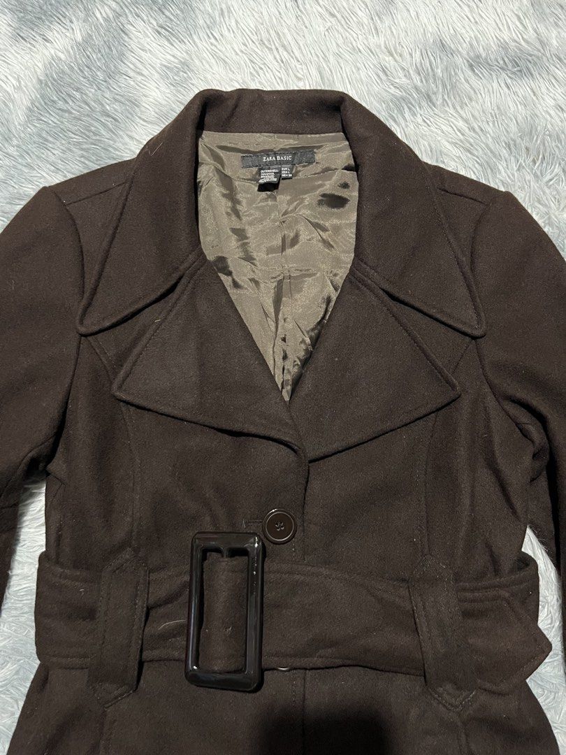 Zara Basic Pea Wool Coat (Category: Coats, Jackets and Outerwear) located in Sasmuan (Sexmoan). Submitted by winterclothes.ph (Listing ID 1469573432, Image 2). Description: Zara Basic Pea Wool Coat Small Fit Width 18 Length 25 Excellent Condition .