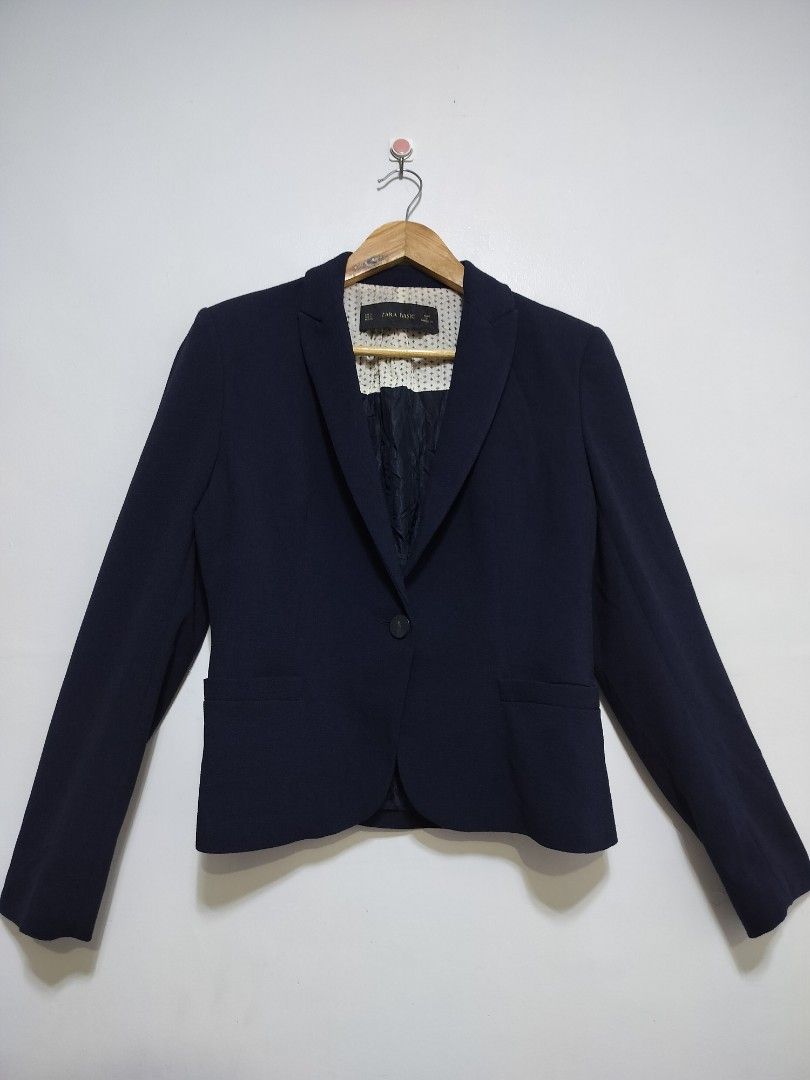 Zara Basic Schoolboy Blazer (Navy Blue) (Category: Formal Shirts) located in Taguig. Submitted by thriftybounce (Listing ID 1469592474, Image 1). Description: Fit : Small Width : 17.5 Length : 21 Color Rate : 9.7/10 Issue : None.
