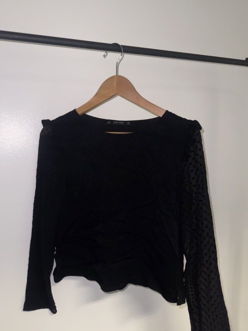 Zara Basics Black Longsleeves Womens (Category: Longsleeves) located in Quezon City. Submitted by coolmomma (Listing ID 1469730886, Image 2). Description: Good condition Size small length 20 in..