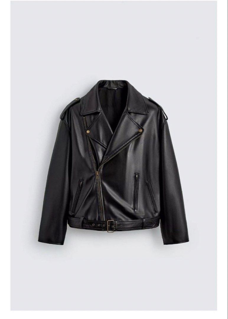 Zara Biker Jacket (Category: Coats, Jackets and Outerwear) located in Makati City. Submitted by andoypakoykoy (Listing ID 1469586710, Image 1). Description: -Limited edition Sheep Leather -Relaxed fit for Layering -asymmetrical closures -zippered cuffs and belt in waist.
