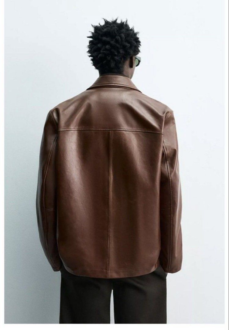 Zara Leather Blazer (Category: Coats, Jackets and Outerwear) located in Makati City. Submitted by andoypakoykoy (Listing ID 1469642947, Image 1). Description: •two front pockets •no issues •leather brown color •notched lapel / button clasp .