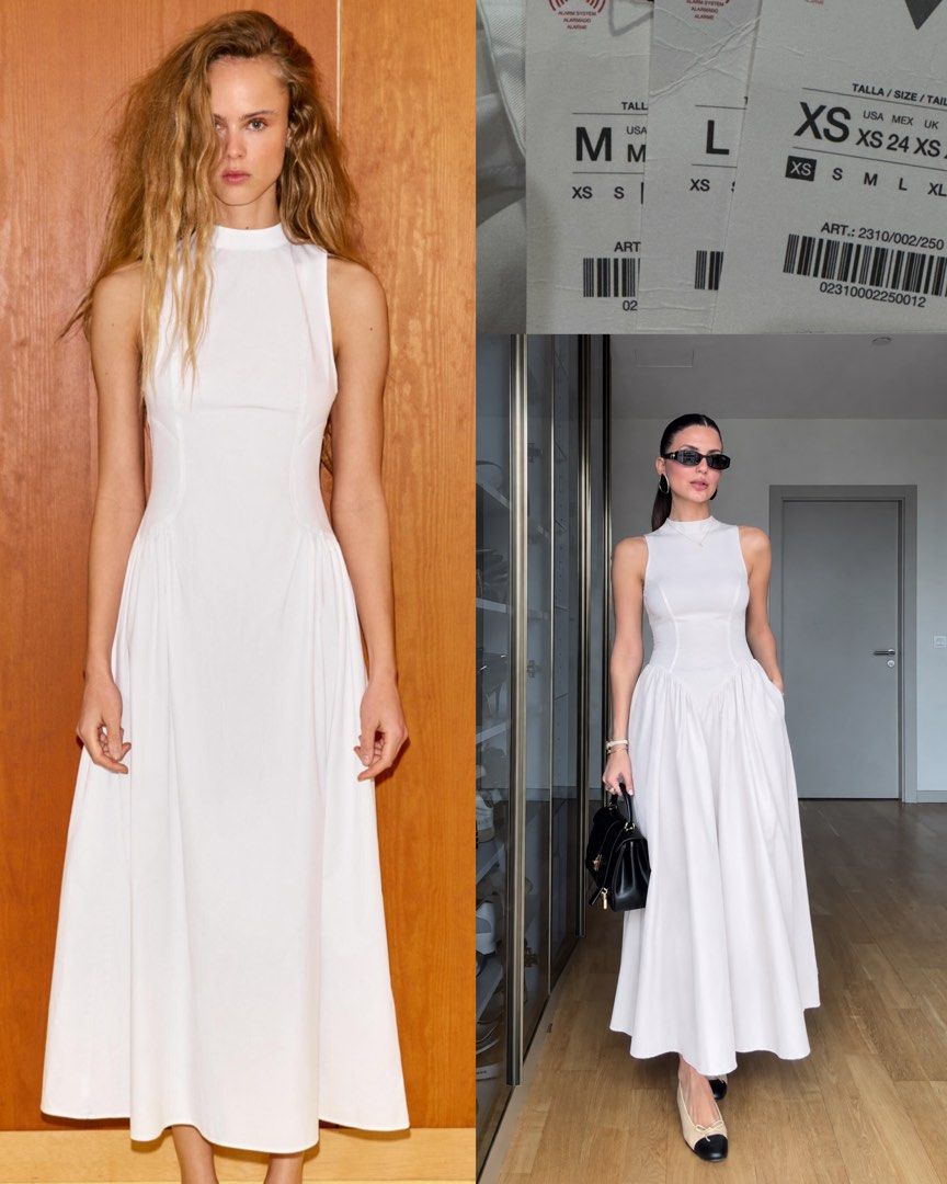 Zara poplin tie back white maxi dress (Category: Dresses) located in Manila. Submitted by clothingconcept (Listing ID 1469651236, Image 1). Description: XS & large Sold medium 💕.