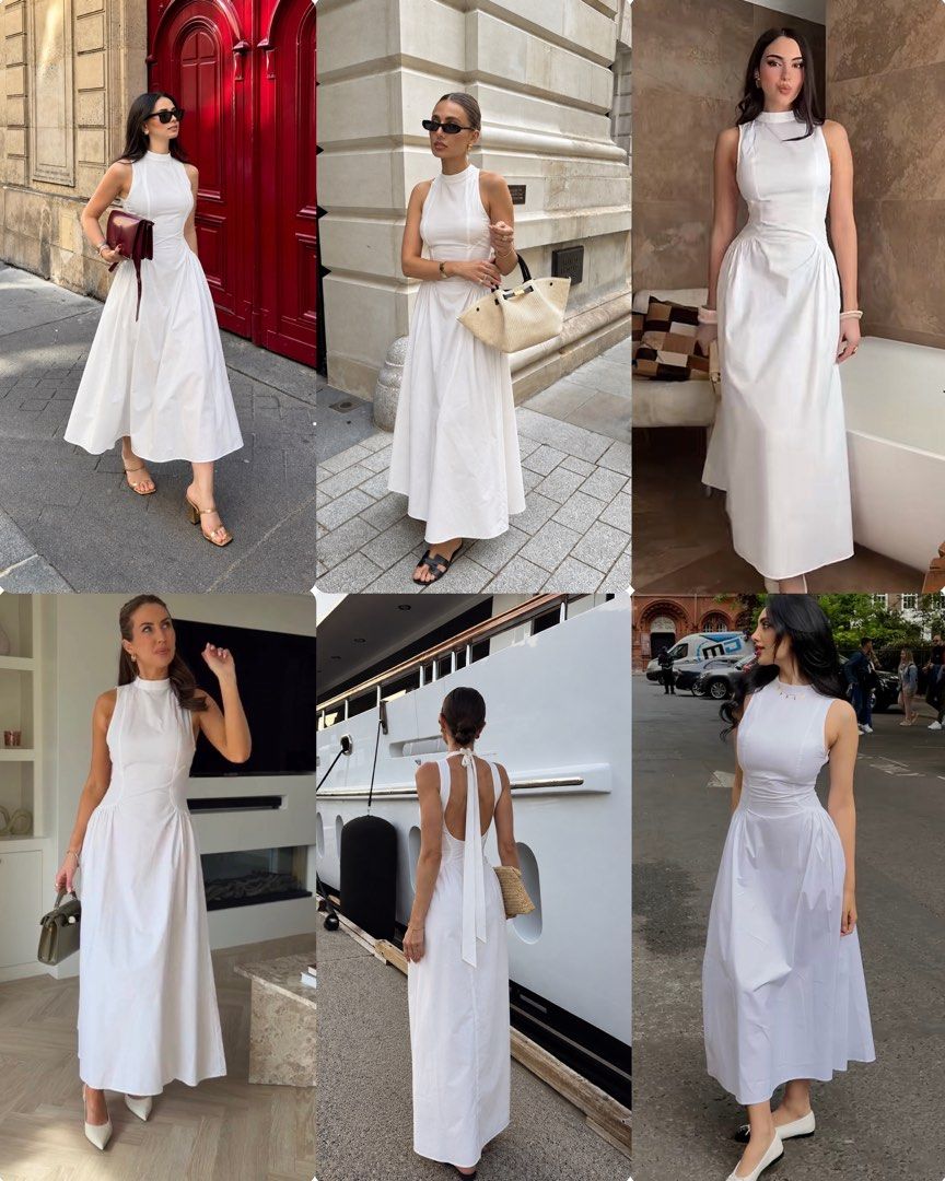 Zara poplin tie back white maxi dress (Category: Dresses) located in Manila. Submitted by clothingconcept (Listing ID 1469651236, Image 2). Description: XS & large Sold medium 💕.