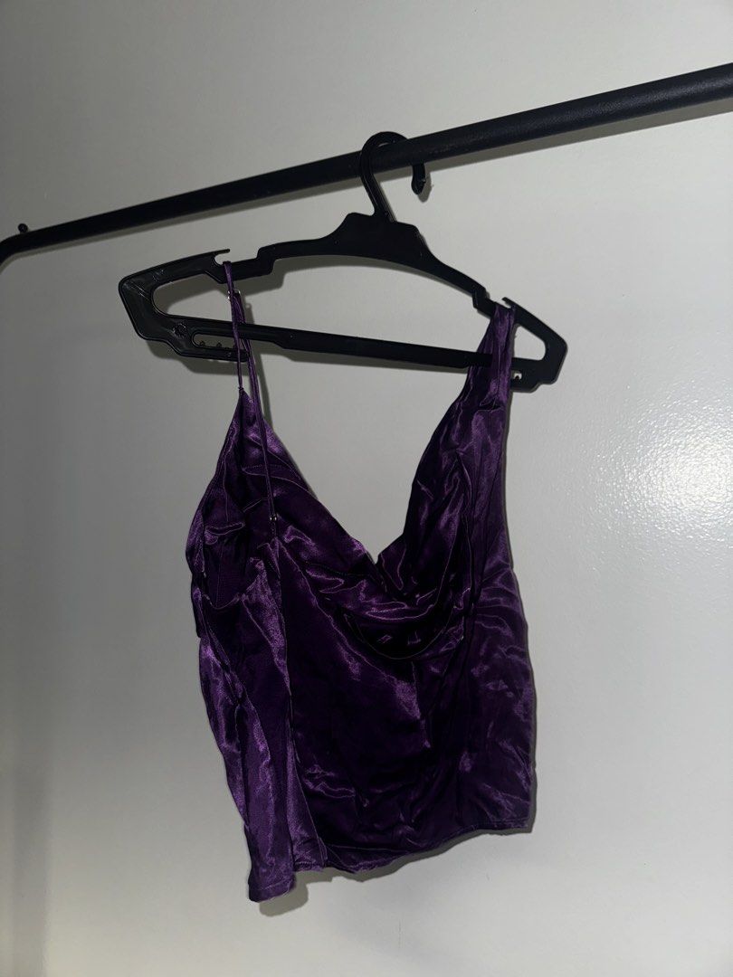 Zara Silk Purple Top (Category: Sleeveless) located in Quezon City. Submitted by coolmomma (Listing ID 1469728549, Image 1). Description: Good condition just needs to be steamed/ironed See size on tag but fits small to medium.