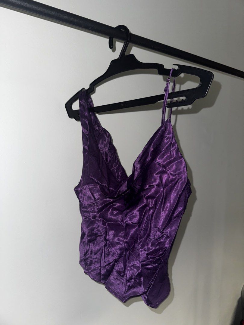 Zara Silk Purple Top (Category: Sleeveless) located in Quezon City. Submitted by coolmomma (Listing ID 1469728549, Image 3). Description: Good condition just needs to be steamed/ironed See size on tag but fits small to medium.