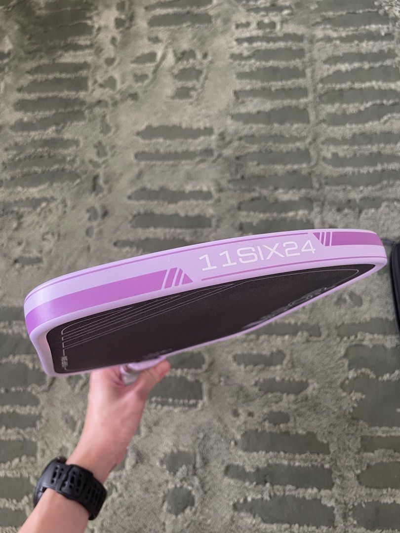 11SIX24 Vapor Power 2 Pickleball Paddle (Category: Racket and Ball Sports) located in Cebu City. Submitted by boogiebean (Listing ID 1469916499, Image 3). Description: Bought in June from Gentle Pickle for 11.7k Used only once a week Edge guard and over grip since day one Price negotiable So it looks pretty new pa. Just a little dusty lang 😅 Will include a free edge guard! Green and pink gradient. See photos Rfs: Doesn’t match my soft playing st