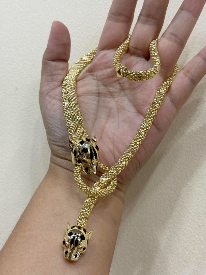 18k Saudi gold panther necklaces (Category: Necklaces) located in Manila. Submitted by bhelgoldseller2ndaccount (Listing ID 1469803022, Image 1). Description: New!!✨New!!✨New!! Authentic 18k Saudi Golds 💯pawnable/naisasanla 💯with high appraisal rate 💯good investment 💯Direct supplier price 👉OPEN for resellers 🌺please take time to evaluate their actual sizes and grams 👉Best panggift for all occasions ✅ Sold per grams not per piece Kya lowest