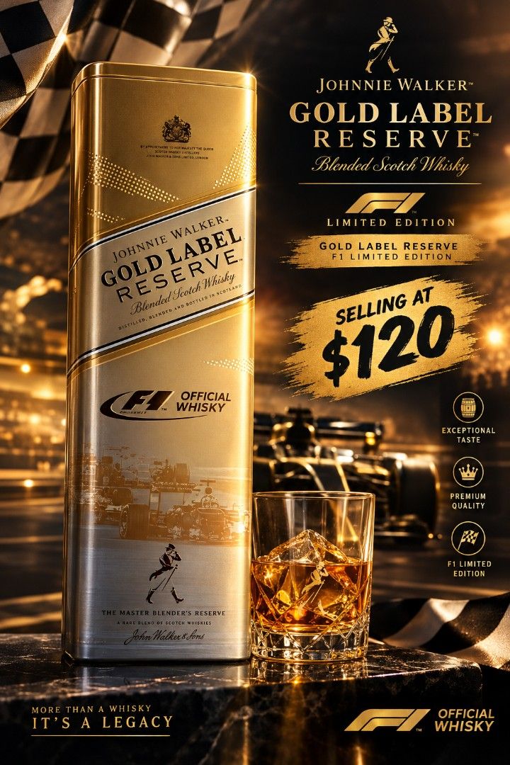 1L Johnnie Walker Gold Label Reserve F1 Limited Edition Whisky, Food ...