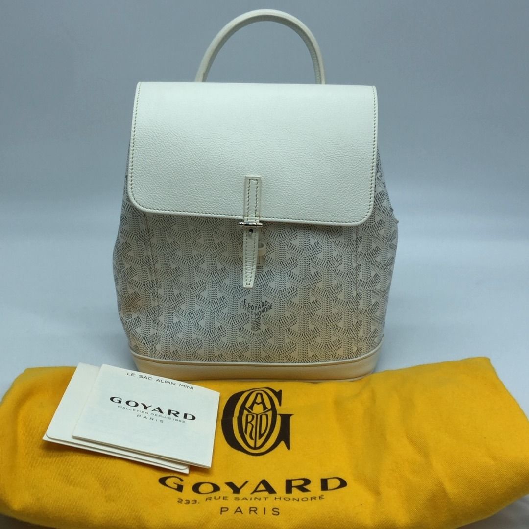 267010404 GOYARD BAG MINI ALPIN BACKPACK WHITE (Category: Luxury Bags & Wallets) located in Taguig. Submitted by ecoring.ph (Listing ID 1469805701, Image 2). Description: ◆CONDITION: B+ ◆DESCRIPTIONS: (Other defects/info:) OUTER: The body of the bag has minimal wrinkles, deformation, and press marks, and shows signs of use. The bottom and bottom corners of the bag have minimal scratches, scuffs, stains, press marks, wrinkles, and deformation, and