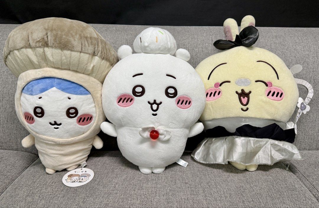 3 for 1k Chiikawa Plush (with minor issues) (Category: Plushies & Soft Toys) located in Manila. Submitted by bcbg3217 (Listing ID 1469920343, Image 1). Description: ‼️PLEASE READ BEFORE BUYING‼️ ‼️LAST PRICE POSTED‼️ Authenticity guaranteed (with etiketa) ISSUES: Hachiware mushroom - ⚠️Brand new need wash White chikawa - like new Usagi - ⚠️missing ribbon No other inclusions Actual photos are posted No other issues or flaws unless stated Please ch