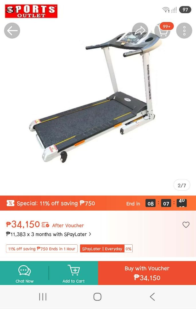5k ONLY - Treadmill Running Machine (35k brand new) (Category: Cardio & Fitness Machines) located in Quezon City. Submitted by kimlongkimma (Listing ID 1469836329, Image 1). Description: - Motorized running machine perfect for home workouts - Foldable design to easily save floor space when not in use - Digital control console tracks speed and workout metrics - Dual handlebars equipped with built-in grip sensors - Durable silver metal frame with s
