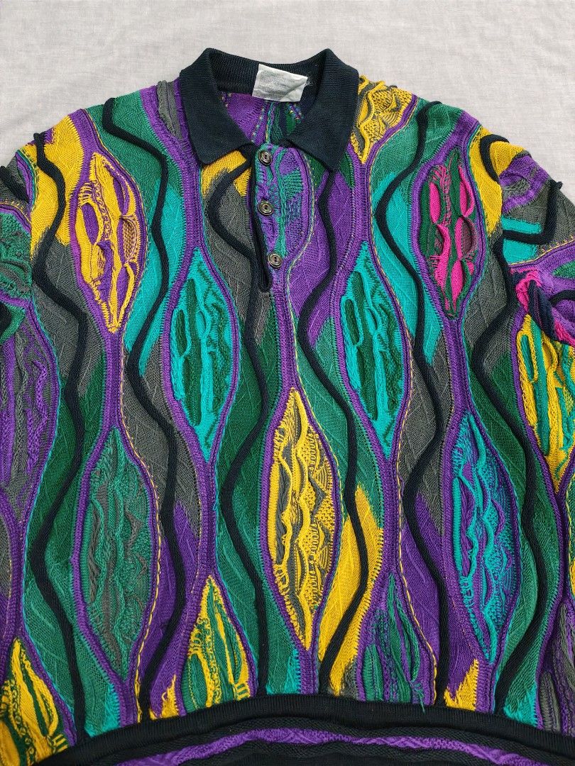 90s coogi knit polo sweater (Category: Coats, Jackets and Outerwear) located in Baguio. Submitted by used_clothing2600 (Listing ID 1469784166, Image 3). Description: 90s Coogi knit polo sweater size small verygood condition width 24 length 26.5 P 11,800.