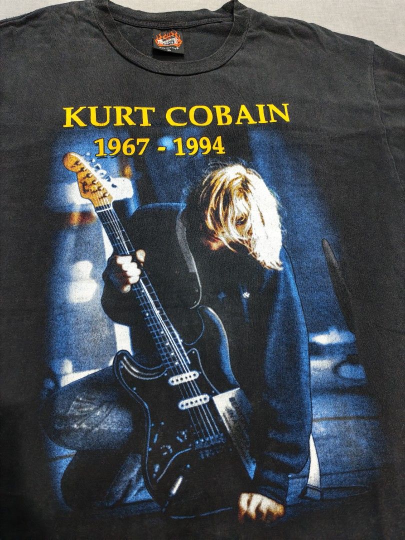 90s Nirvana Kurt Cobain memorial tshirt (Category: Tshirts & Polo Shirts ) located in Baguio. Submitted by used_clothing2600 (Listing ID 1469850478, Image 3). Description: 90s Nirvana Kurt Cobain memorial tshirt Metal heaven bootleg size XL verygood condition width 22.5 length 31 P 2,800.