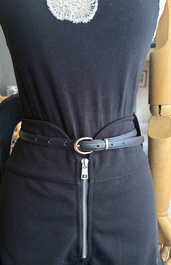 9. Black Slim Leather Belt 2 (Category: Belts) located in Quezon City. Submitted by wagwagan_ukay_blues (Listing ID 1469852463, Image 3). Description: From Japan In good condition Please expect signs of usage Hole Size-31”-37” Overall-40” Width-.5” Novaliches Qc.