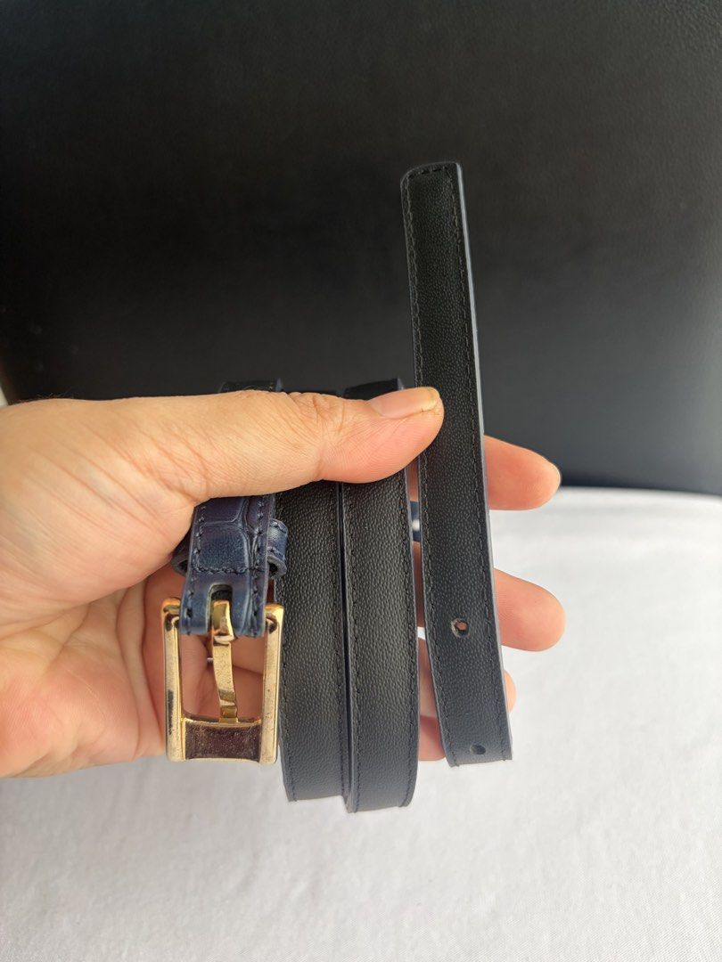 9. Dark Blue Leather Belt (Category: Belts) located in Quezon City. Submitted by wagwagan_ukay_blues (Listing ID 1469854788, Image 2). Description: From Japan In good condition Please expect signs of usage Hole Size-27”-33” Overall-37” Width-.5” Novaliches Qc.