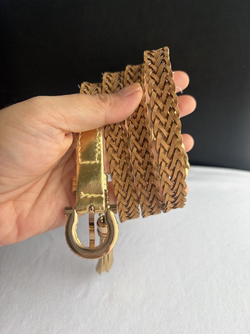 9. Slim Gold Braided Belt (Category: Belts) located in Quezon City. Submitted by wagwagan_ukay_blues (Listing ID 1469855169, Image 2). Description: From Japan In good condition Please expect signs of usage Overall-40” Width-.5” Novaliches Qc.