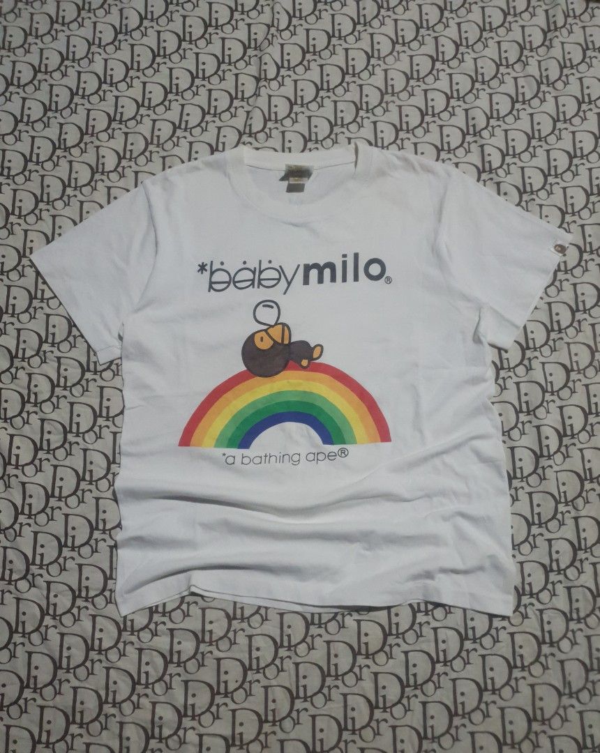 A Bathing ape bape baby Milo rainbow tee (Category: Tshirts & Polo Shirts ) located in San Fernando. Submitted by retro.district. (Listing ID 1469895996, Image 1). Description: - Bape baby Milo Rainbow tee - Size: XL on tag best fit large (21x27) - Condition: Excellent - No issue - Color Rate: 9.5/10.