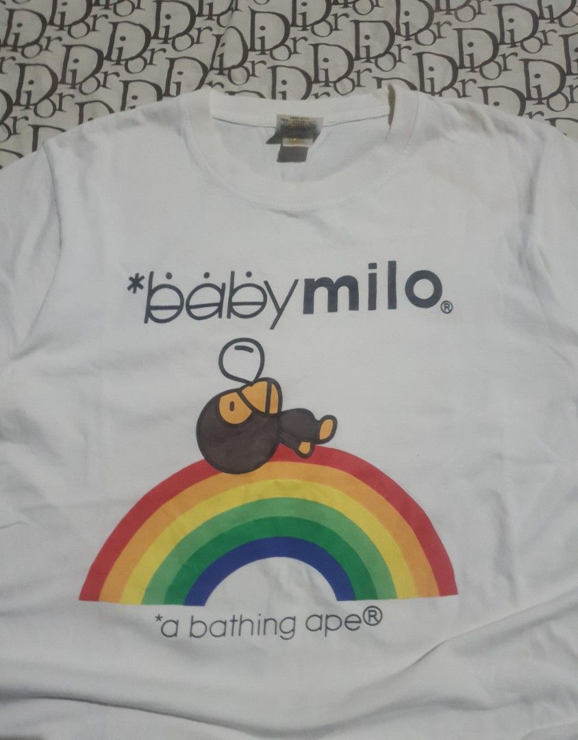 A Bathing ape bape baby Milo rainbow tee (Category: Tshirts & Polo Shirts ) located in San Fernando. Submitted by retro.district. (Listing ID 1469895996, Image 2). Description: - Bape baby Milo Rainbow tee - Size: XL on tag best fit large (21x27) - Condition: Excellent - No issue - Color Rate: 9.5/10.