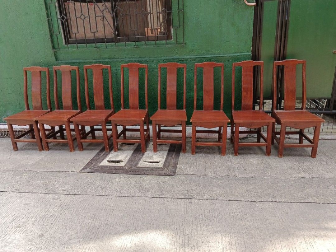 Acacia Wood High Back Chairs (Category: Chairs) located in Manila. Submitted by gieboy65 (Listing ID 1469770130, Image 2). Description: Made of Acacia Wood Sturdy/Walang UGA Ready to Use 3 Chairs with Minor Issue See Last Photo 8 Chairs Available Price 1,280 Each Take All location Brgy Rizal Makati/Taguig MOP Gcash or Cash upon pick up.