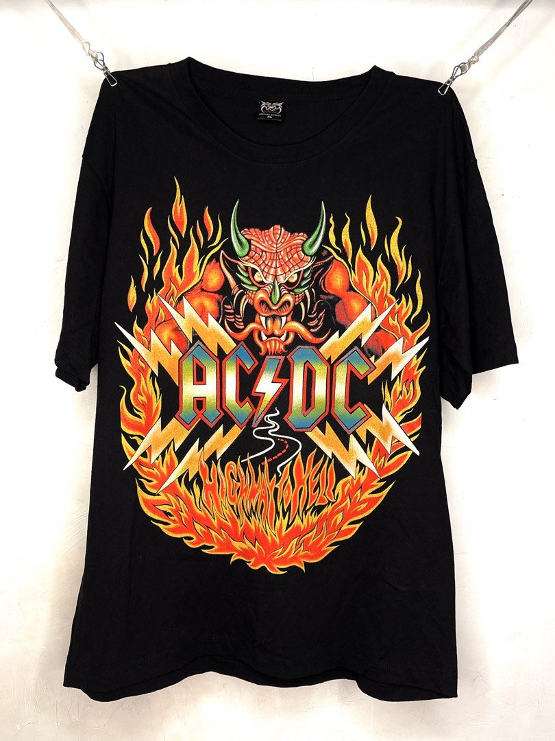 AC/DC Highway to Hell Rockvolution Black T-Shirt XL (Category: Tshirts & Polo Shirts ) located in Cavite. Submitted by ozzyozzx (Listing ID 1469880452, Image 2). Description: - Brand: Rockvolution - Design: Classic AC/DC Highway to Hell devil and fire graphic (vibrant, no cracking) - Color: Black - Size: XL (loose and comfortable fit) - Material: Heavy cotton.