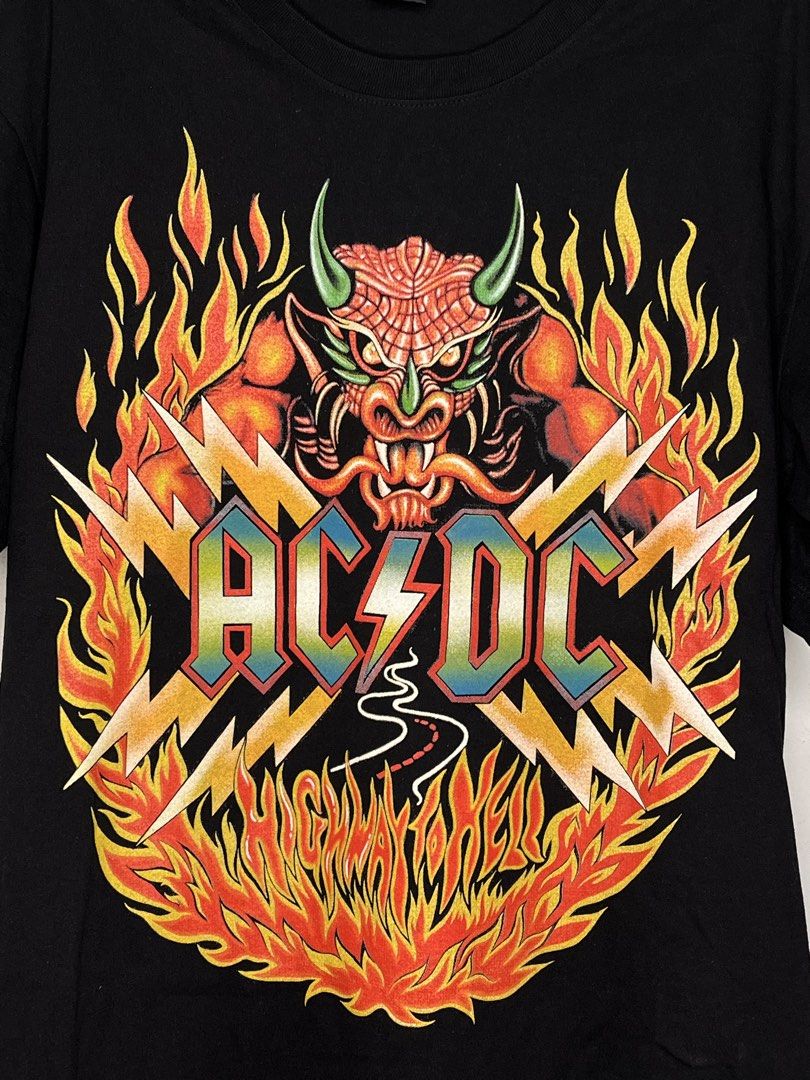 AC/DC Highway to Hell Rockvolution Black T-Shirt XL (Category: Tshirts & Polo Shirts ) located in Cavite. Submitted by ozzyozzx (Listing ID 1469880452, Image 3). Description: - Brand: Rockvolution - Design: Classic AC/DC Highway to Hell devil and fire graphic (vibrant, no cracking) - Color: Black - Size: XL (loose and comfortable fit) - Material: Heavy cotton.