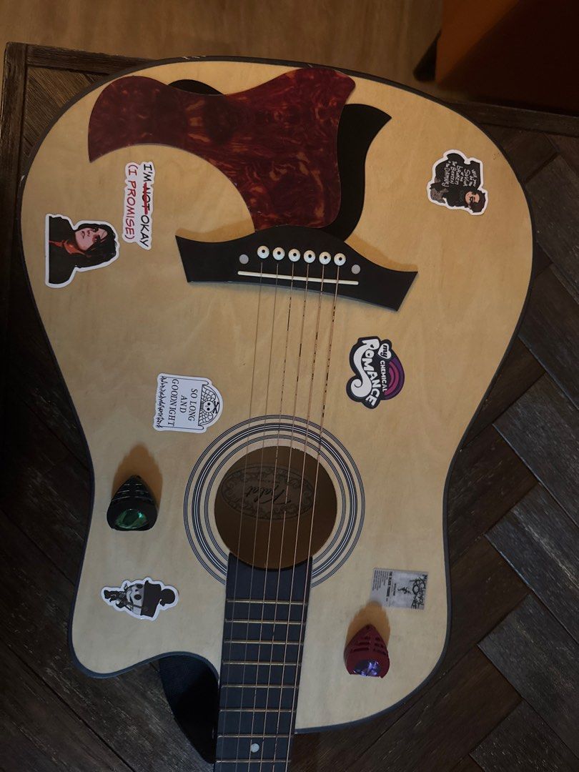 Acoustic Guitar with My Chemical Romance Stickers, Hobbies & Lifestyle ...