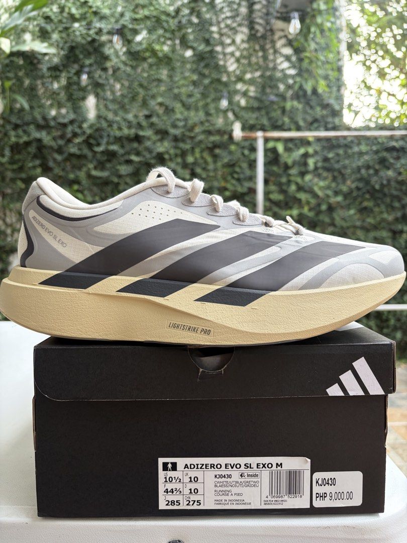 Adidas Adizero Evo SL EXO (Category: Sneakers) located in Manila. Submitted by ak1977 (Listing ID 1469834398, Image 2). Description: Make a fair offer!!! Guaranteed brand new, with receipt. Di ko gusto fit sa akin ng upper, payat kasi paa ko. Selling below srp. US SIZE 10.5 (28.5 cms) Slightly nego. Cavite..