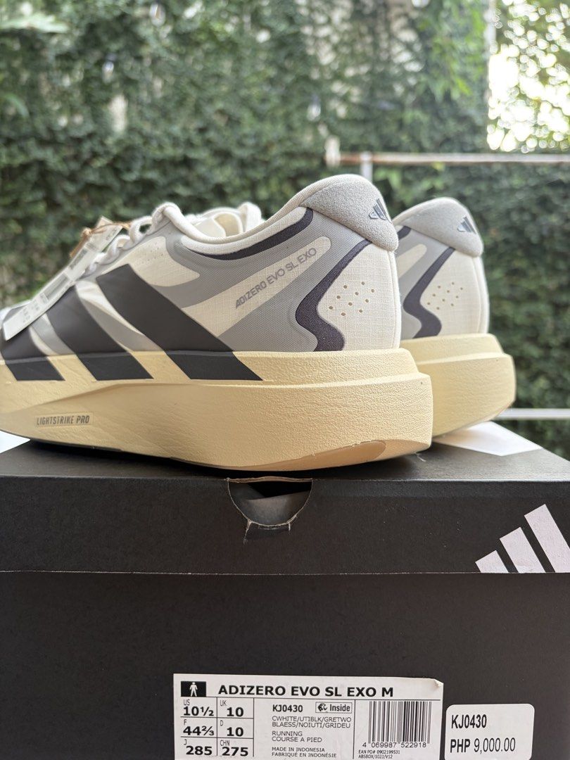 Adidas Adizero Evo SL EXO (Category: Sneakers) located in Manila. Submitted by ak1977 (Listing ID 1469834398, Image 3). Description: Make a fair offer!!! Guaranteed brand new, with receipt. Di ko gusto fit sa akin ng upper, payat kasi paa ko. Selling below srp. US SIZE 10.5 (28.5 cms) Slightly nego. Cavite..