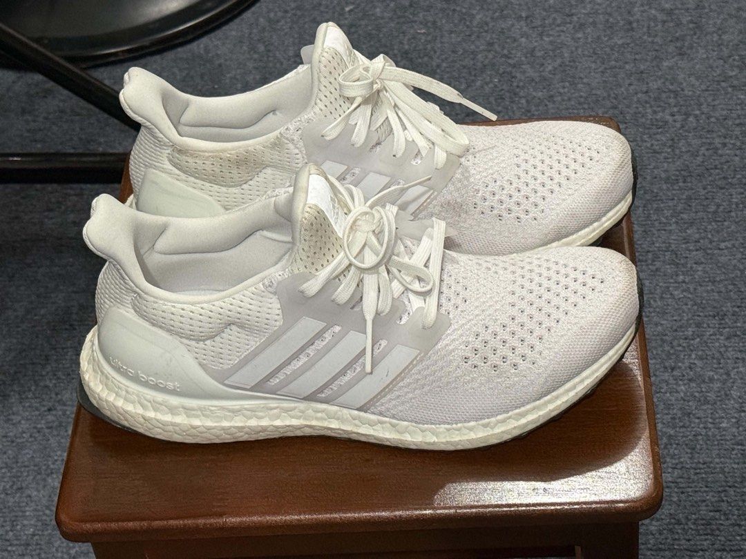 Adidas Ultra Boost Triple White (Category: Sneakers) located in Calamba. Submitted by blissblixi12029 (Listing ID 1469890114, Image 1). Description: Adidas Ultra Boost Colorway: Triple White Size: US (Women) 9 Selling for ₱5,000.00 (with box). Worn only twice for RTO. Slightly bigger than my preferred fit, so I’m letting it go. 😊.