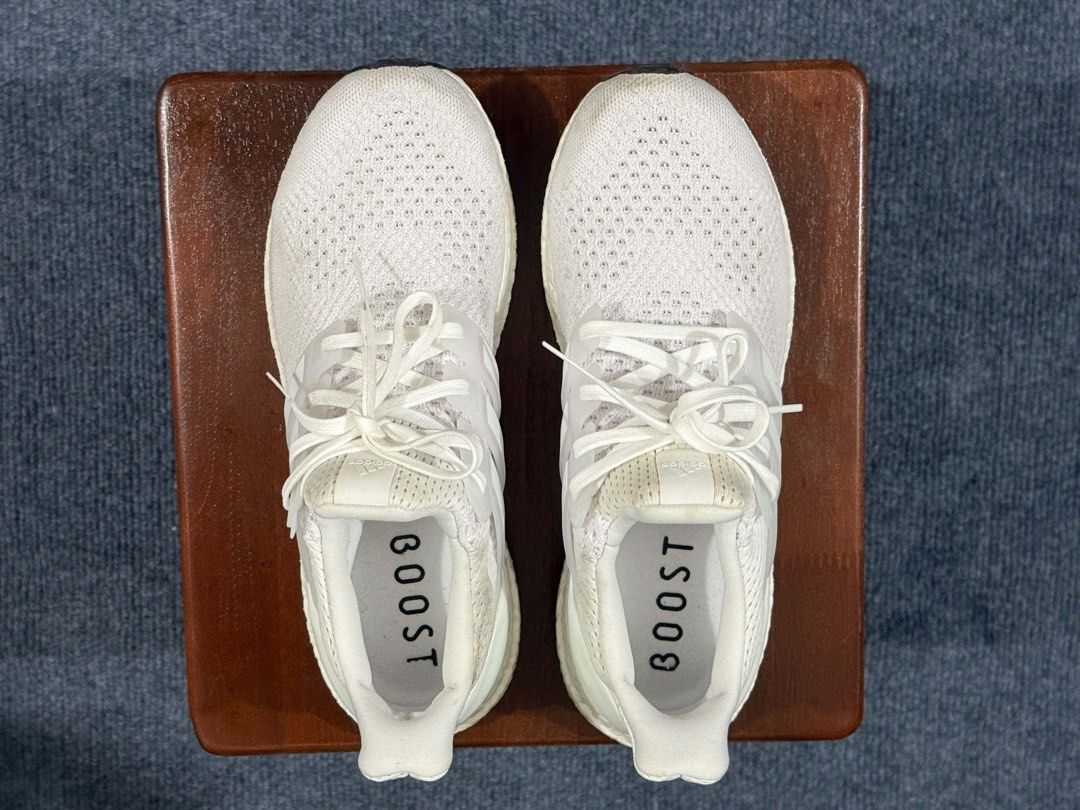 Adidas Ultra Boost Triple White (Category: Sneakers) located in Calamba. Submitted by blissblixi12029 (Listing ID 1469890114, Image 3). Description: Adidas Ultra Boost Colorway: Triple White Size: US (Women) 9 Selling for ₱5,000.00 (with box). Worn only twice for RTO. Slightly bigger than my preferred fit, so I’m letting it go. 😊.