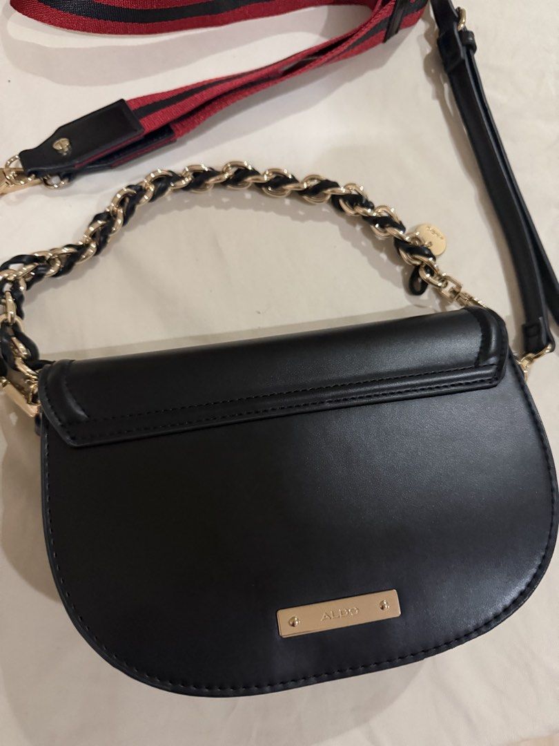 Aldo Maridom Crossbody Bag (Category: Cross-body Bags) located in Quezon City. Submitted by kleinpreloved (Listing ID 1469772151, Image 2). Description: comes with interchangeable straps (including a gold-and-black chain handle and a red/blue/black webbed strap Orig price around 4k.