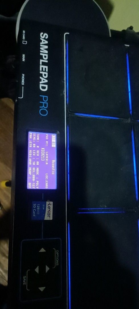 Alesis SamplePad Pro Electronic Percussion Instrument (Category: Musical Instruments) located in Taguig. Submitted by grandfish_55ab5c (Listing ID 1469911809, Image 2). Description: - Alesis SamplePad Pro electronic percussion pad in excellent working condition - 6 responsive black pads featuring bright blue LED lighting for easy visibility on stage - Active LCD screen displaying acoustic kit settings with fully operational navigation controls - 