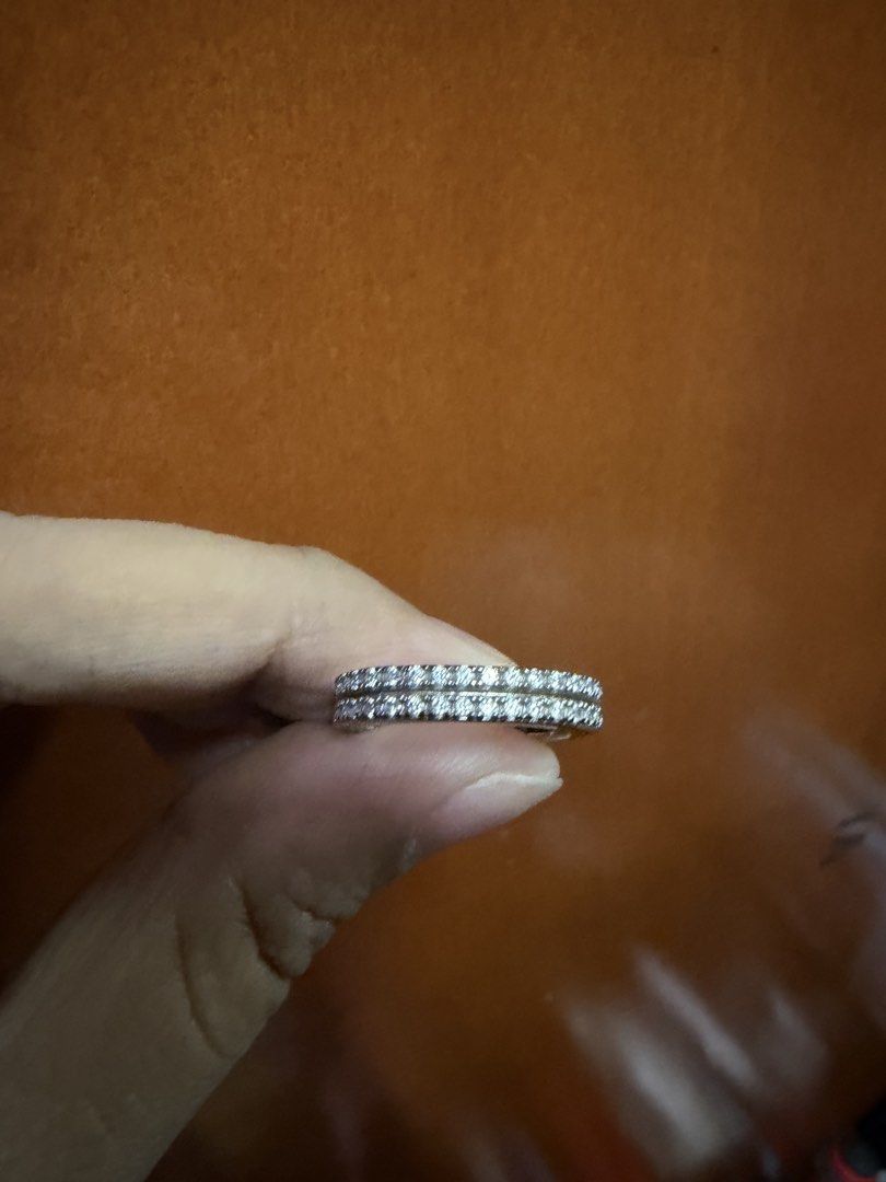 Alfredulla Double Row Diamond Eternity Ring Size 6 (Category: Rings) located in Pasig City. Submitted by aprilluxcloset0812 (Listing ID 1469892053, Image 2). Description: - Double row pavé ring with high sparkle - Silver-toned band with small stones all around - Size 6 approximately - NO INCLUSIONS, small ziplock only RFS: decluttering EVERYTHING MUST GO‼️Just make a reasonable offer ❤️ All items ON HAND, handled with love, ready to ship! STORE P