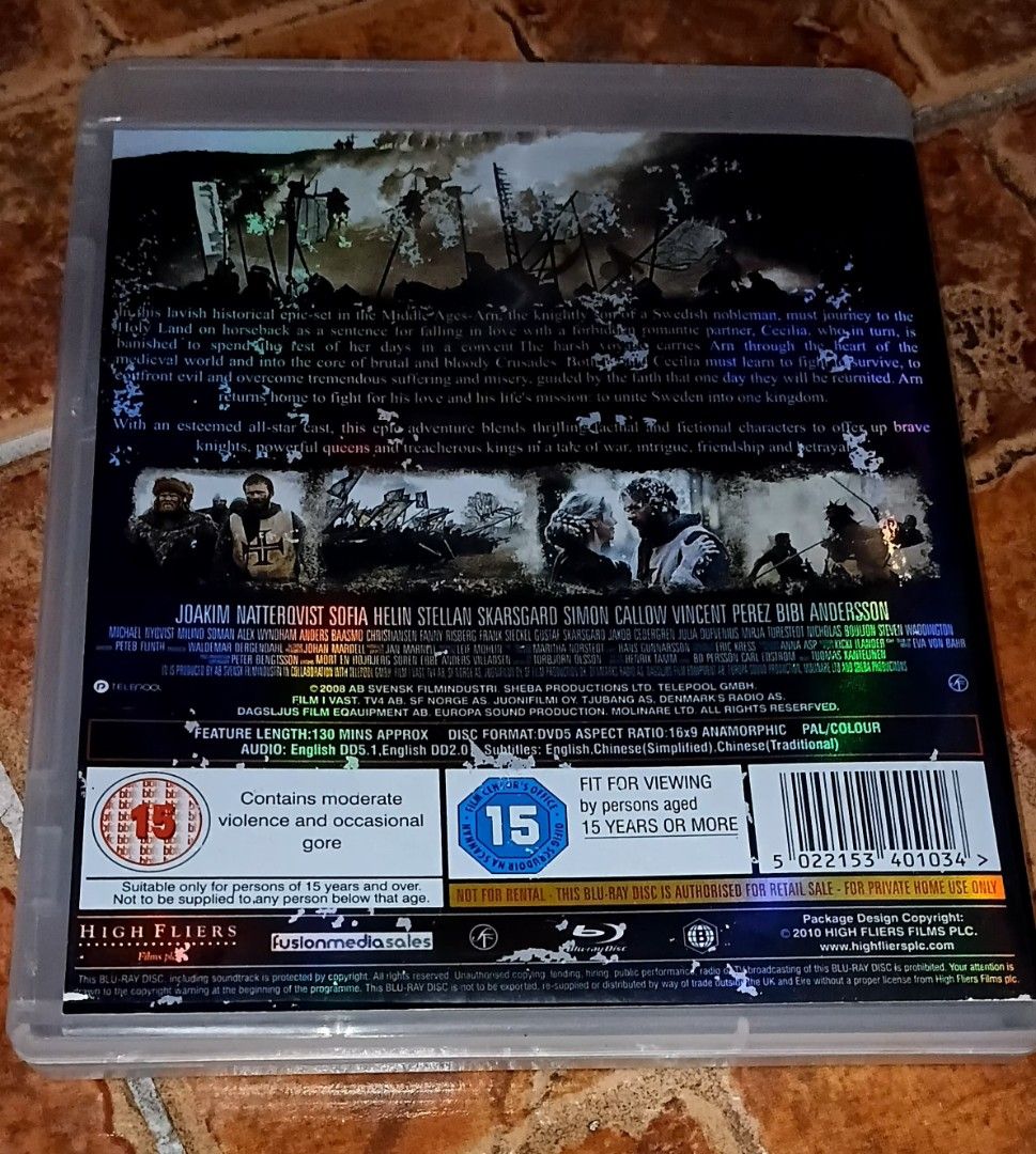 Arn: Knight Templar Blu-ray Movie (Category: CDs & DVDs) located in Quezon City. Submitted by dancatz (Listing ID 1469762928, Image 3). Description: □ P 100.00 - Title: Arn: Knight Templar (Blu-ray) - Genre: Historical Epic / Middle Ages - Cast: Joakim Naterqvist, Sofia Helin, Stellan Skarsgård - Runtime: 130 minutes - Audio: English - Subtitles: English and Chinese - Rating: 15 - area code : B - bootleg LFB Seller's location : Brgy. Sta. Teresit