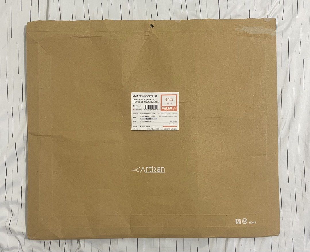 Artisan FX Zero Soft XL - Daidai Orange (Category: Mouse & Mousepads) located in Tarlac. Submitted by notlion (Listing ID 1469844834, Image 3). Description: Artisan Fx Zero soft xl Issues: Damage on the base of the pad (see photos 5 and 6). It does not affect the glide and cannot be felt during use. Damaged box. Slight darkening on the bottom part of the pad. Location: Tarlac City Shipping: J&t or LBC (shipping fee shoulder by buyer).