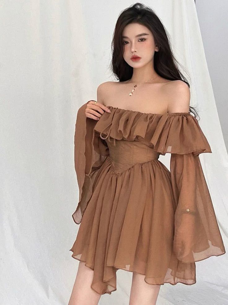 Ash Brown Ruffles Silk Mesh AA13 (Category: Dresses) located in Manila. Submitted by chloereicapsule (Listing ID 1469936988, Image 2). Description: S-M size, mesh silk fabric, smocking at the back, color rate 10/10 pm for other inquiries .