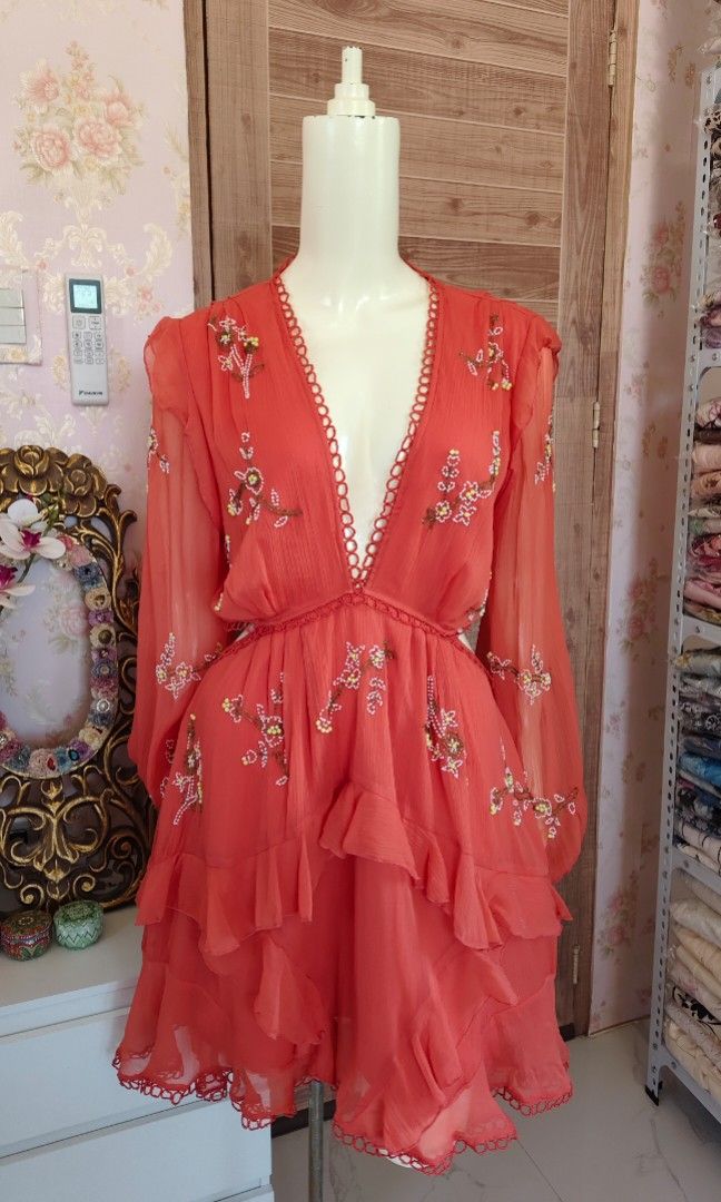 Asos Orange Beaded Cutout Dress (Category: Dresses) located in Pagudpud. Submitted by altheacee063978 (Listing ID 1469892107, Image 3). Description: Asos Orange Beaded Cutout Dress Size: L-Xl.