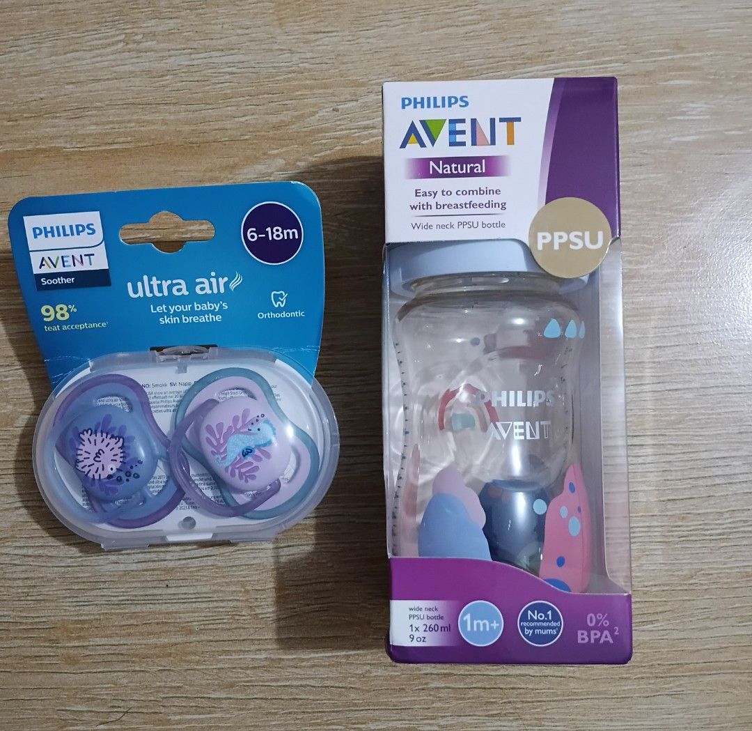 Aspack only❗️ Avent Feesing bottle and 2pcs pacifier (Category: Baby High Chairs) located in Rizal. Submitted by leignarose0shoppe (Listing ID 1469900771, Image 1). Description: Aspack only❗️ Avent Feesing bottle and 2pcs pacifier for only 1599 plus SF.
